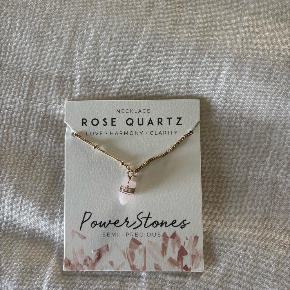Rose Quartz Necklace - Gold Chain
